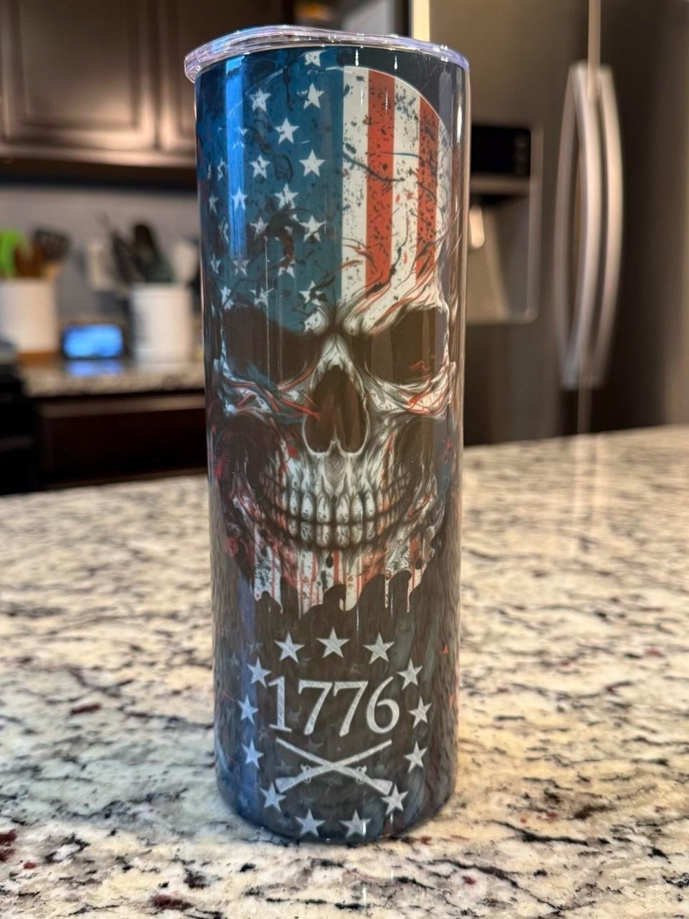 1776 Skull Flag Insulated Tumbler - Blue, Red, White